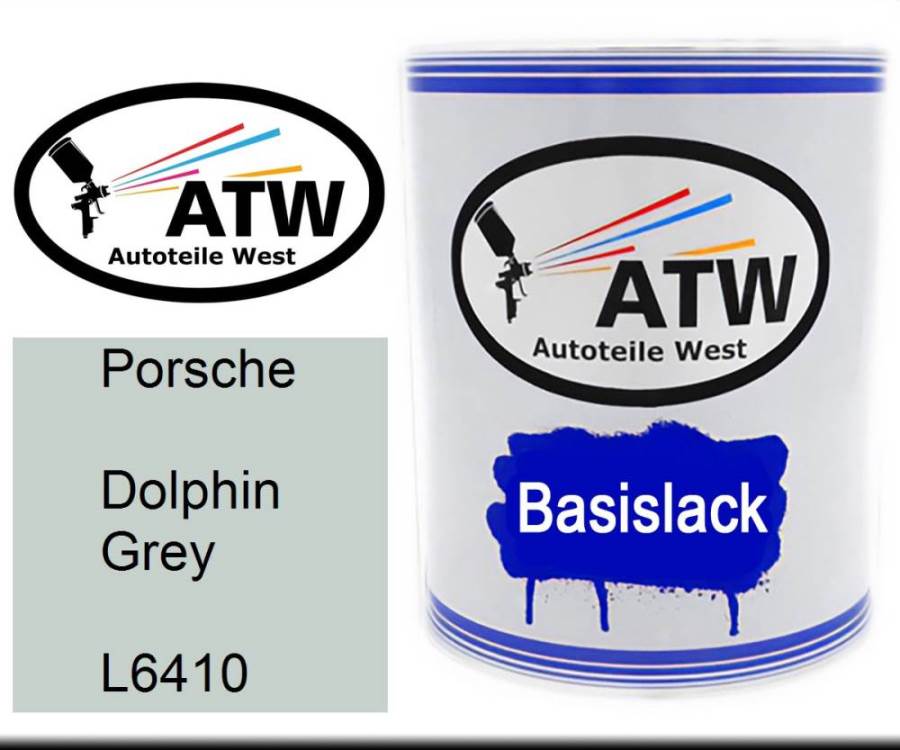 Porsche, Dolphin Grey, L6410: 1L Lackdose, von ATW Autoteile West.